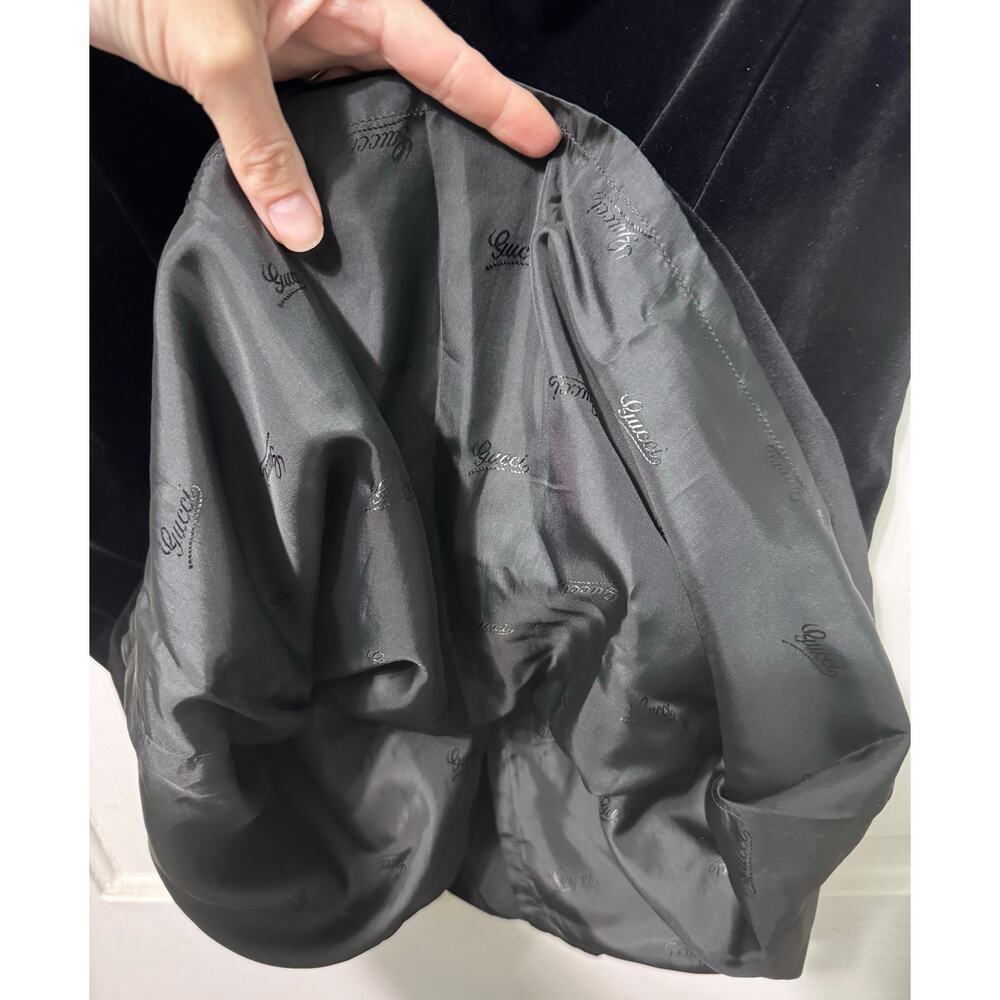 Vintage Auth. Gucci Black Velvet Midi Pencil Skirt Size 46/M - Picture 9 of 9